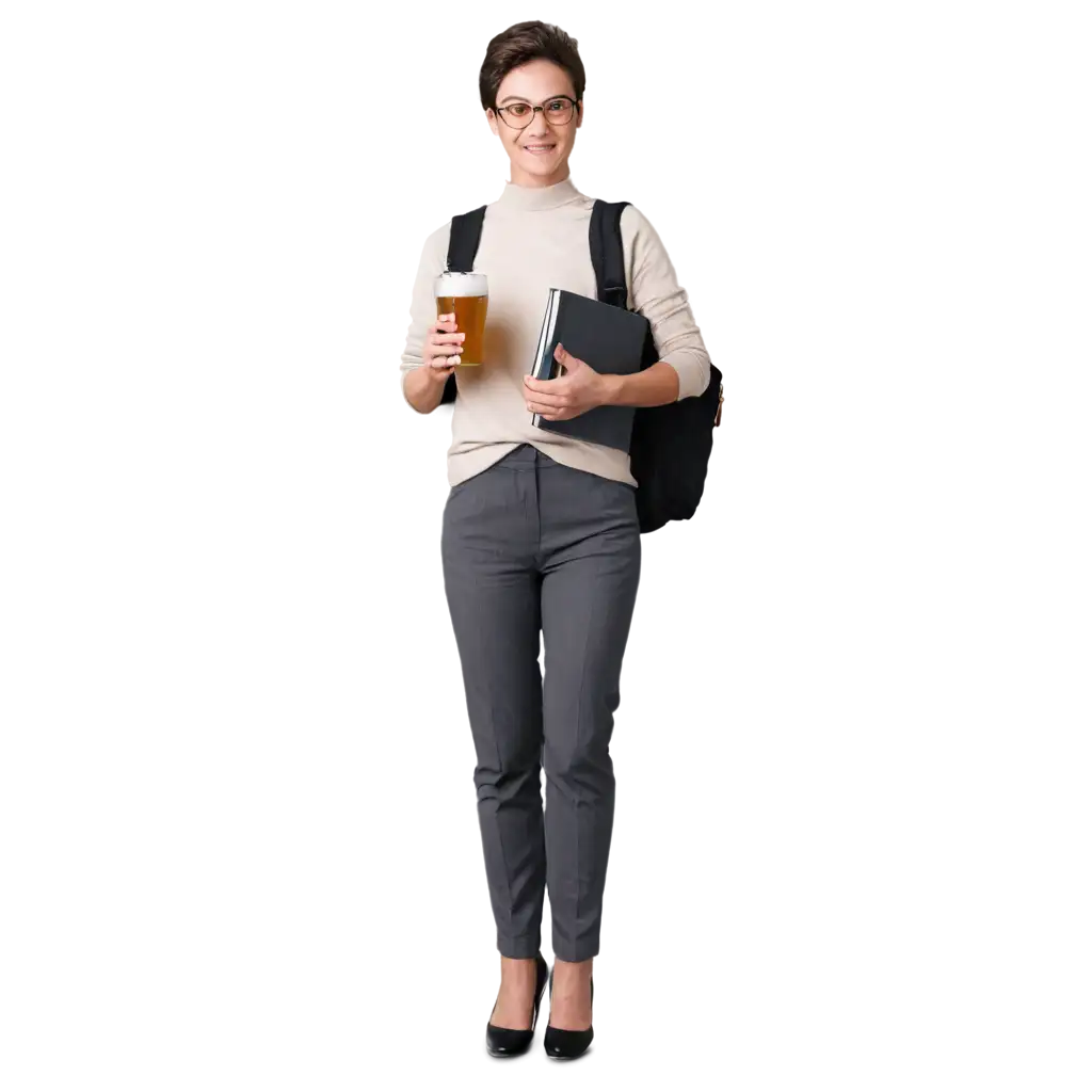 Realistic-PNG-Image-of-an-English-Teacher-Holding-Books-and-Drinking-Beer-for-Various-Creative-Uses