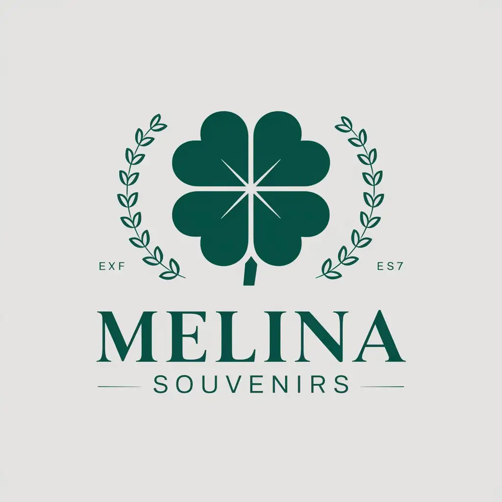 LOGO-Design-for-Melina-Souvenirs-Elegant-FourLeaf-Clover-Symbol-on-Clear-Background