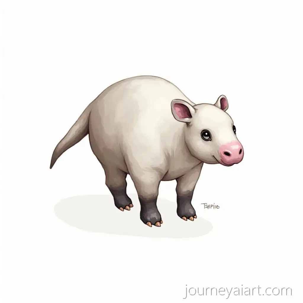Watercolor-Illustration-of-Bairds-Tapir-on-White-Background
