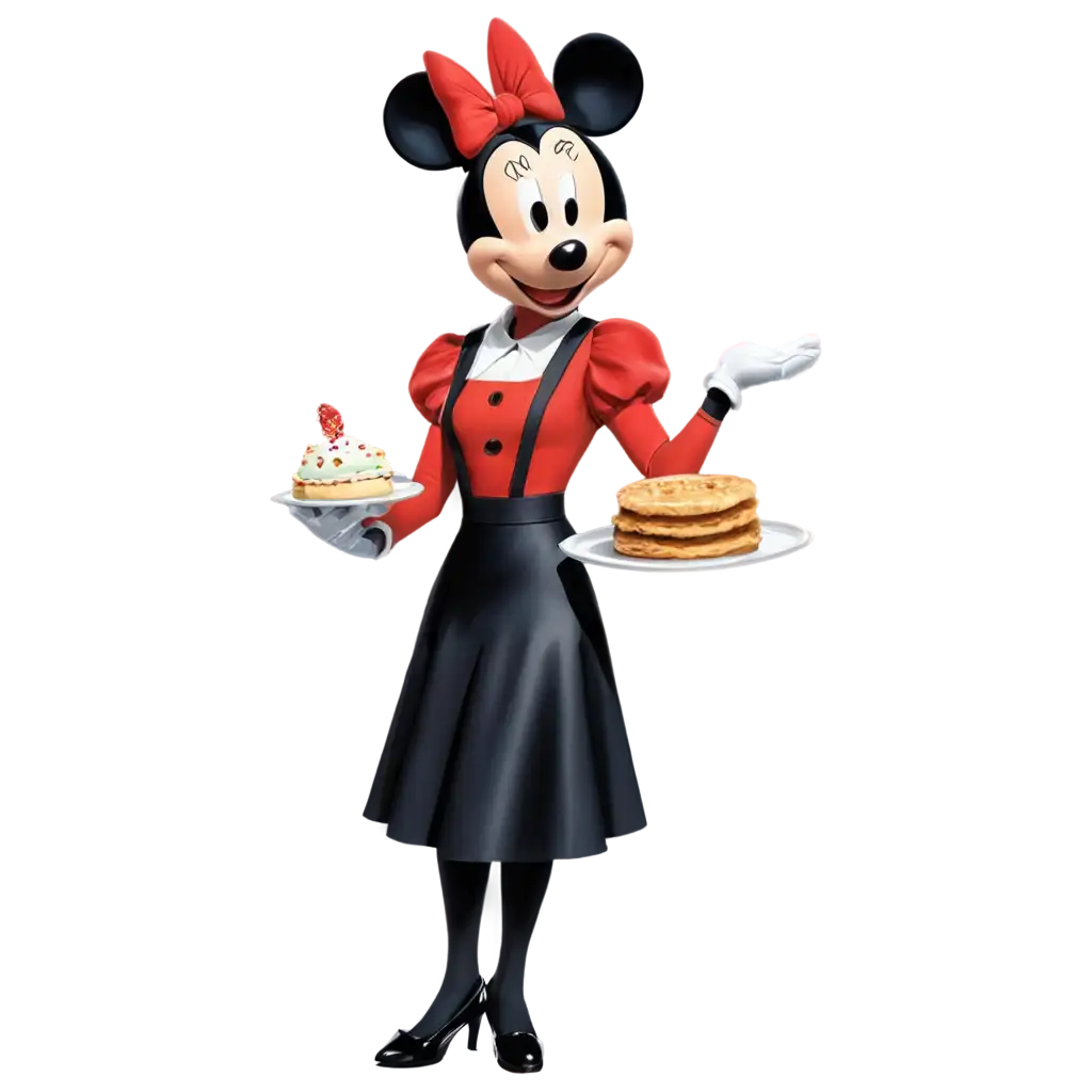 SEOFriendly-PNG-Image-Caricature-of-Minnie-Mouse-in-Waitress-Outfit-with-Tray