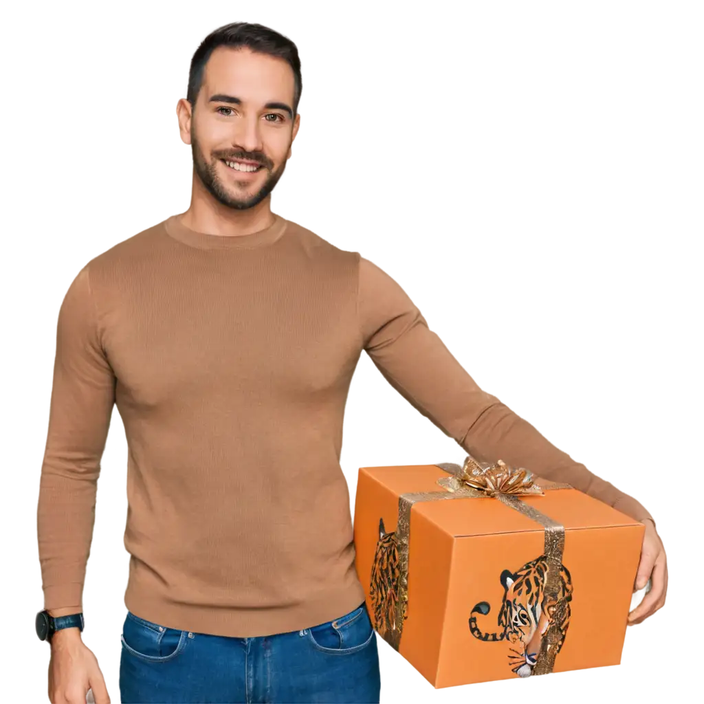 HighQuality-PNG-Image-of-a-Man-with-a-Gift-Box-and-a-Tiger