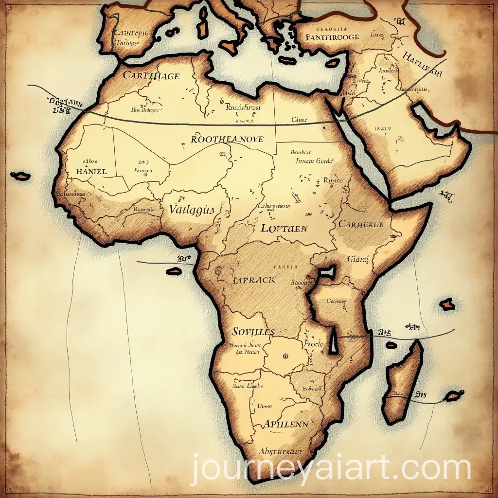 AI-Art-Prompt-Expansion17th-Century-Ancient-Parchment-Map-of-North-Africa-with-Caravan-Routes-and-Carthage-Label