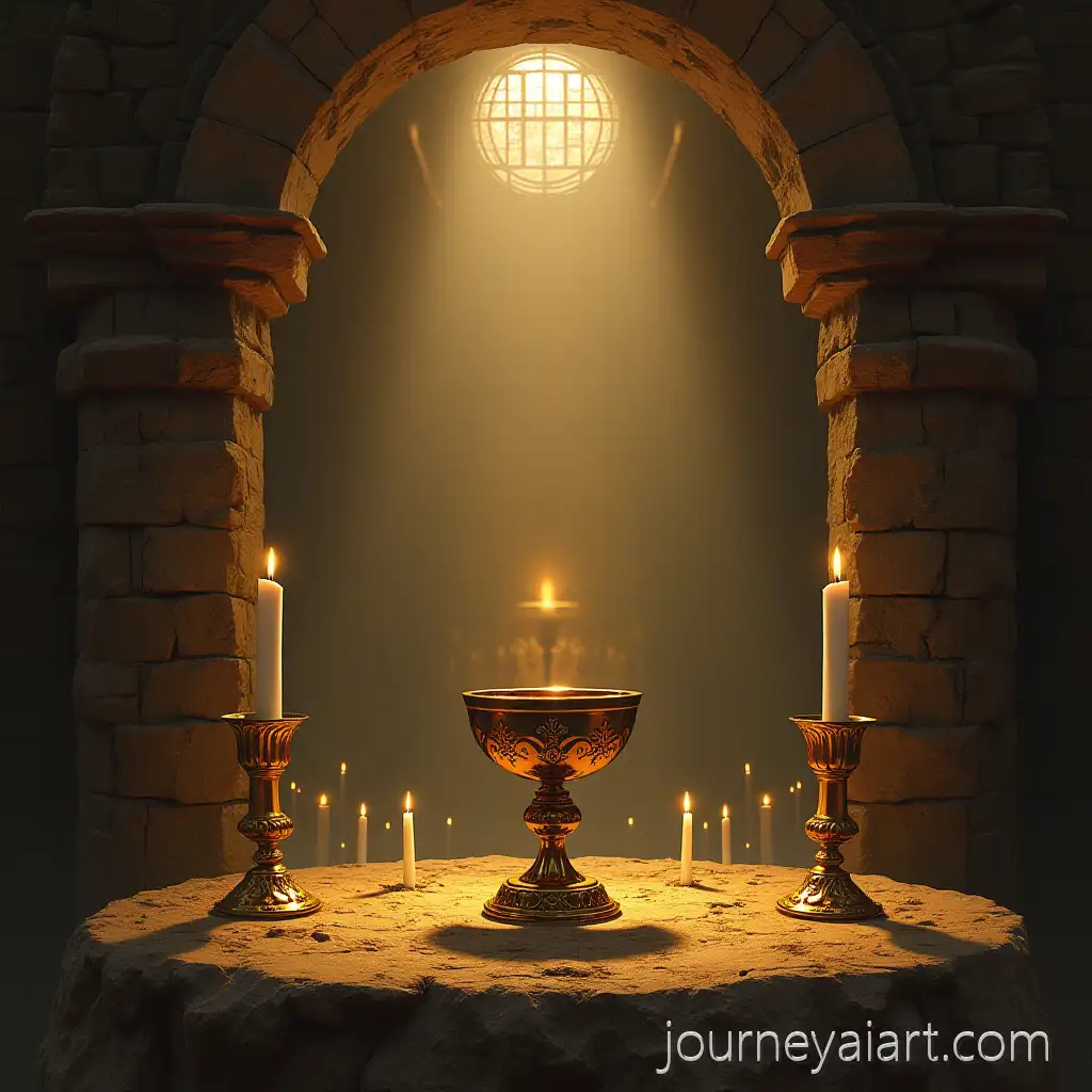 Chalice-and-Host-Displayed-inChalice-and-host-underground-an-Underground-Church-Setting