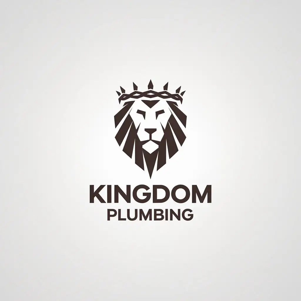 LOGO Design for Kingdom Plumbing Thorn Crown Lion Symbol with Minimalist Aesthetics