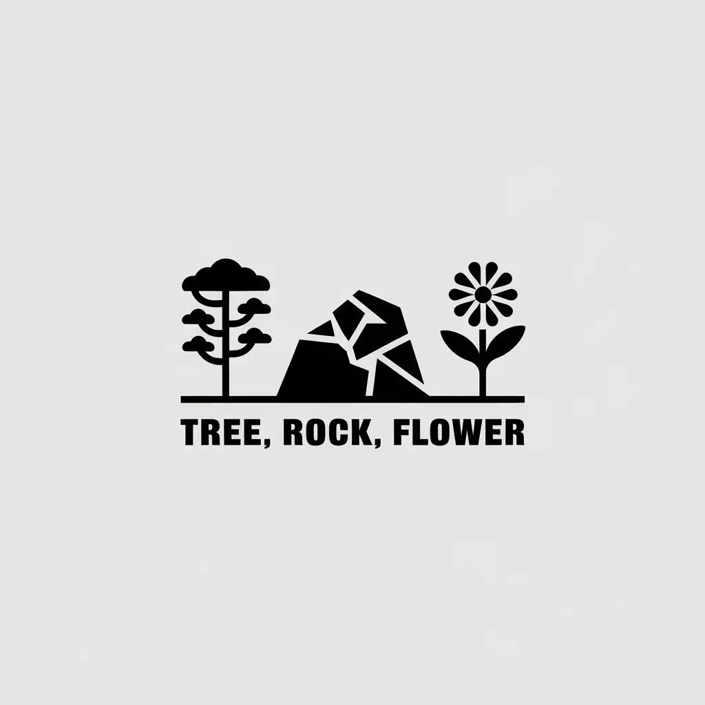 LOGO Design for Tree Rock Flower Minimalistic Vector with Natural Elements