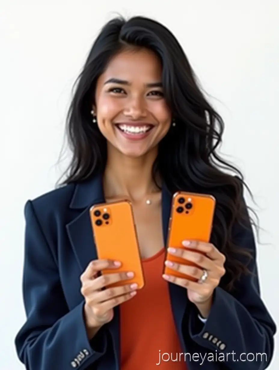 Indian-Woman-withIndian-woman-with-iPhones-iPhone-17-Pro-Max-in-Stylish-Blue-Blazer-Studio-Photography
