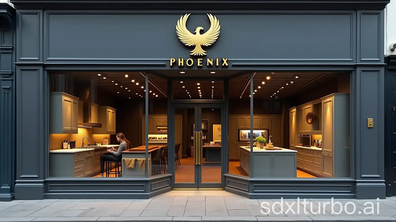 Luxury-Kitchen-Showroom-on-UK-High-Street-with-Elegant-Phoenix-Logo