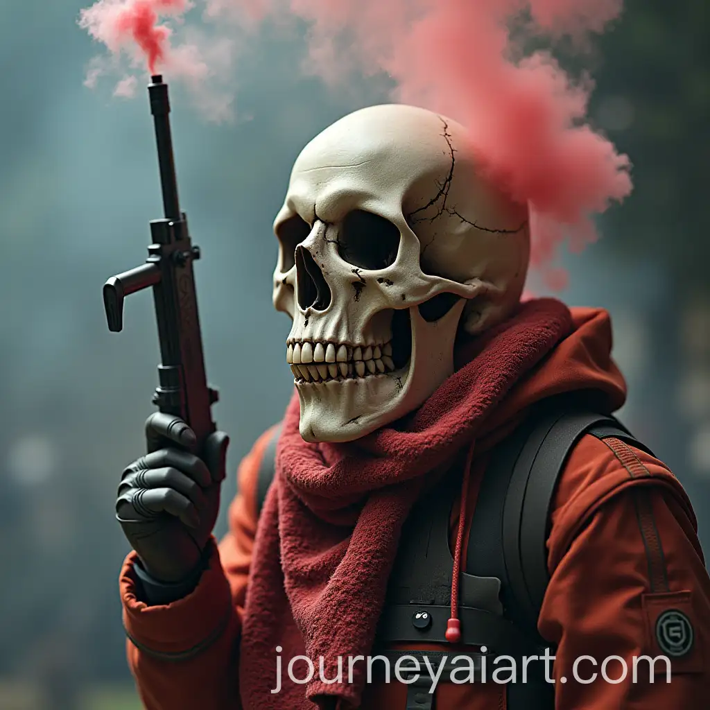 Skull-with-Handkerchief-Smoke-Bomb-and-G22-Pistol