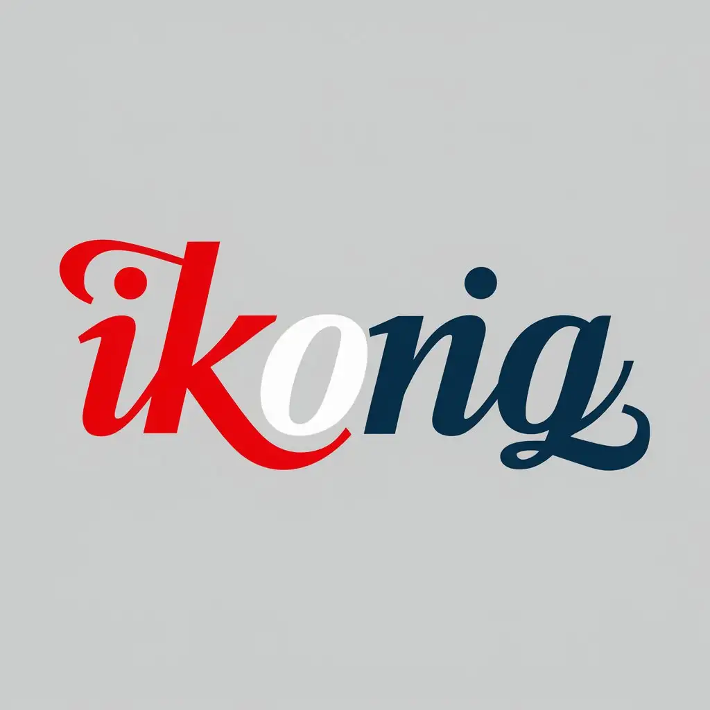 LOGO Design for IKONIQ Iconic Cursive Text in Red White and Blue