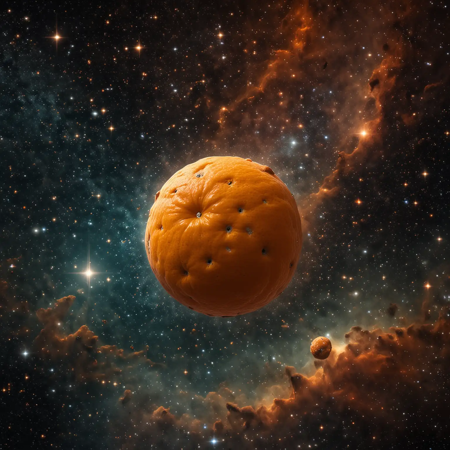 Orange Floating in a StarStudded Nebula