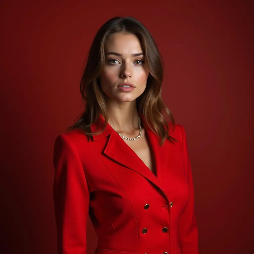 Ukrainian model dressed in red