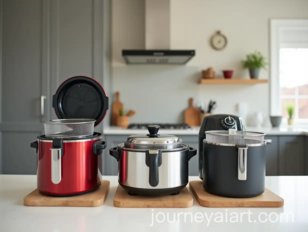 Modern-Kitchen-Countertop-with-Three-Types-of-Deep-Fryers