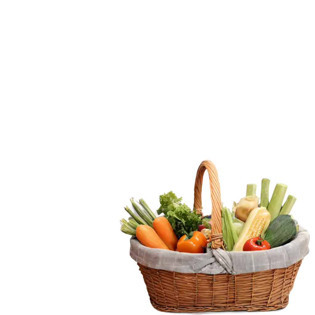 Vegetable basket with vegetables and fruits