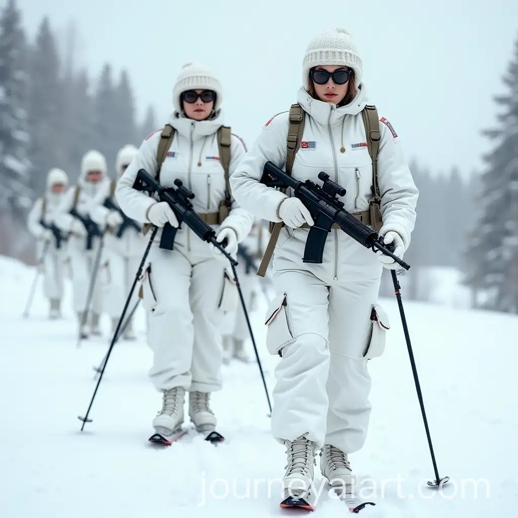Winter-Military-Patrol-Female-Officers-and-Soldiers-on-Skis-in-Snowy-Mountains