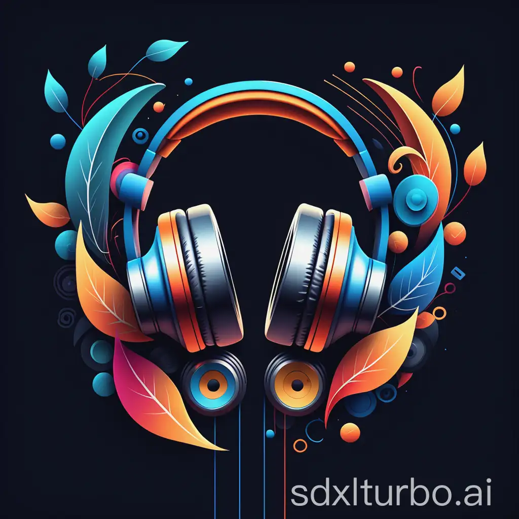 Musical-Elements-with-Headphones-in-Artistic-Composition