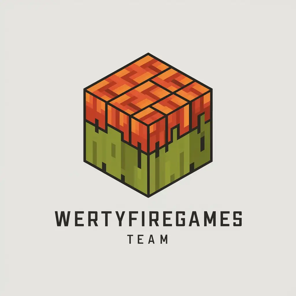 LOGO Design For WertyfireGames Team Minecraft Lava Texture and Modded Blocks Theme