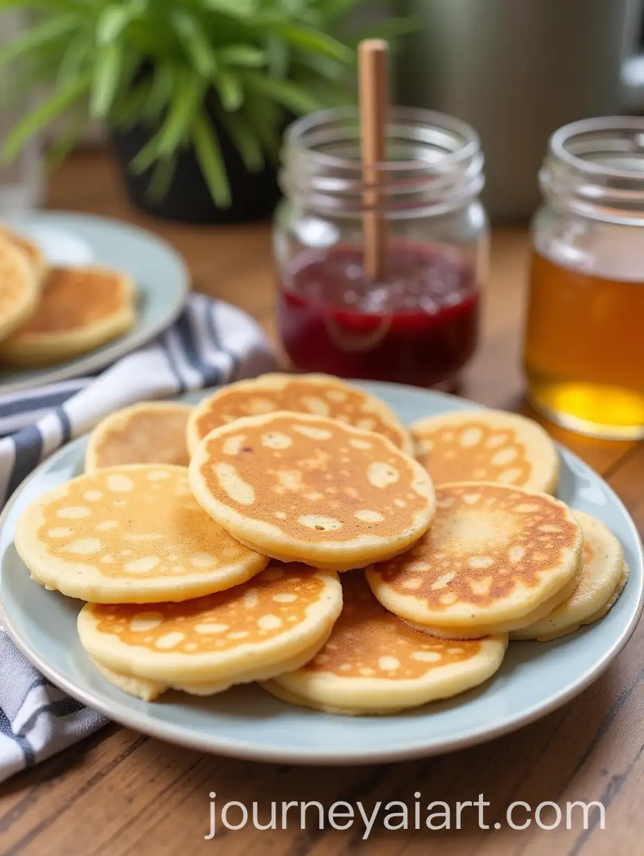 Breakfast-Table-with-Mini-Pancakes-Jam-and-Honey-Jars