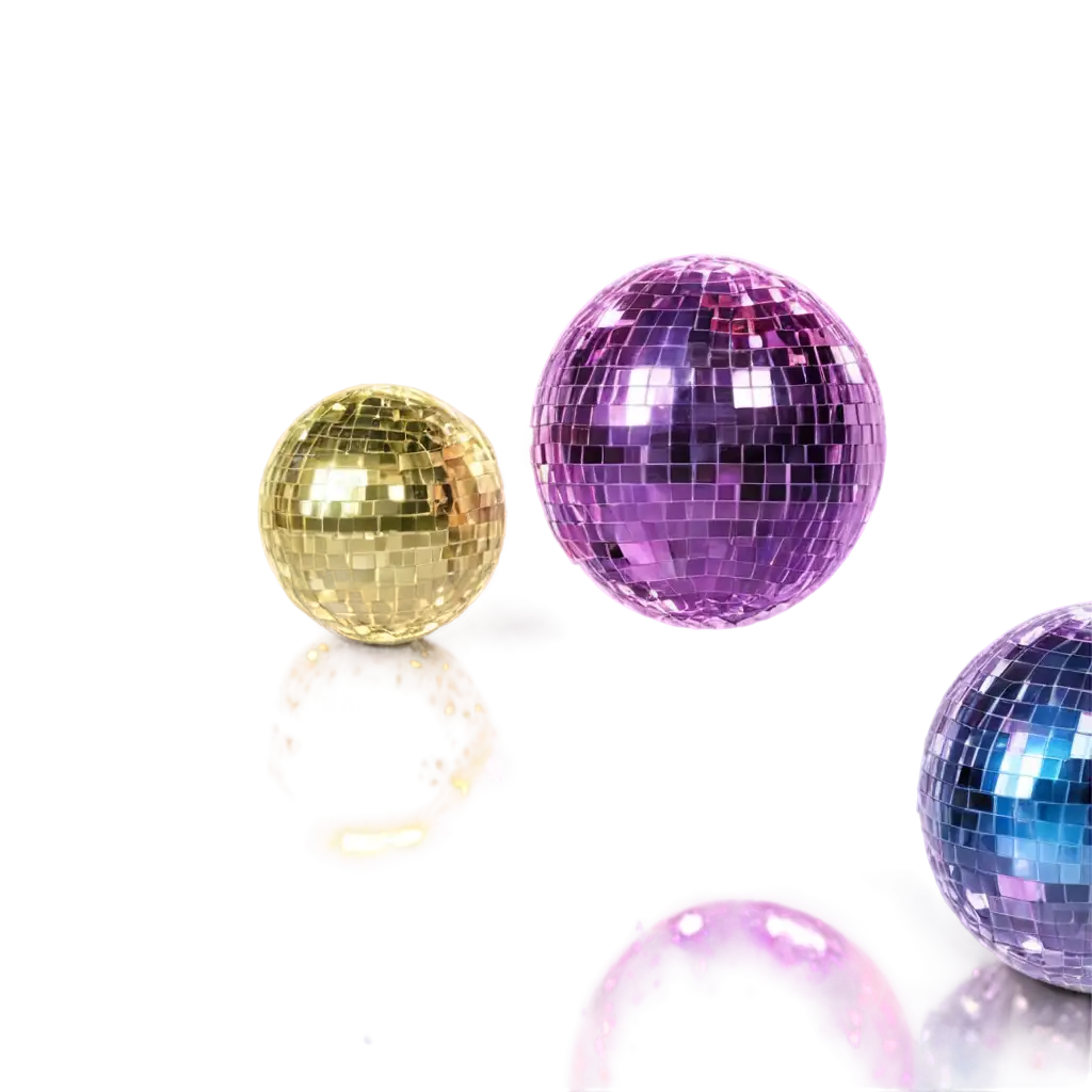 Shiny-Disco-Balls-with-Colorful-Reflections-Party-Decoration-PNG-for-Creative-Design