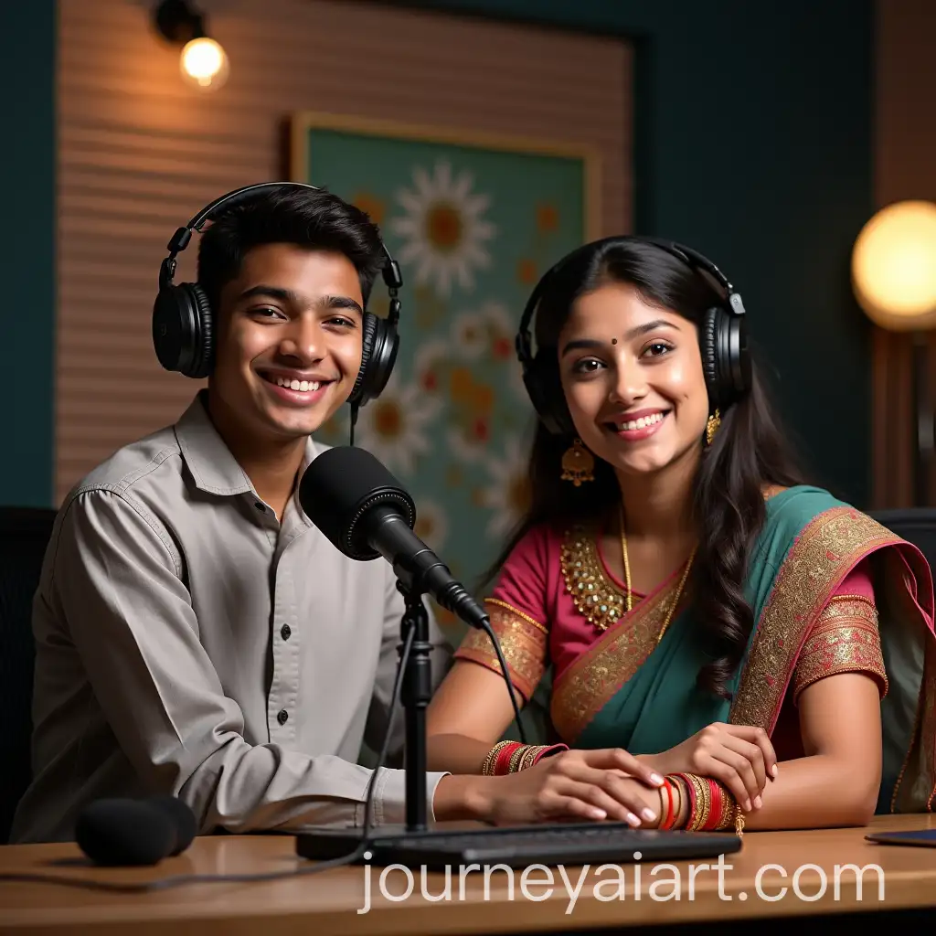 Indian-Teen-Podcast-Hosts-in-Professional-Studio-with-Cultural-Touches