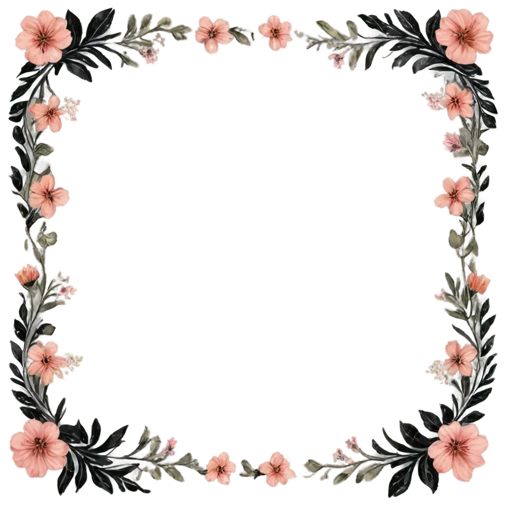 PNG-Flower-Frame-Model-Black-Elegant-and-Versatile-Image-Creation