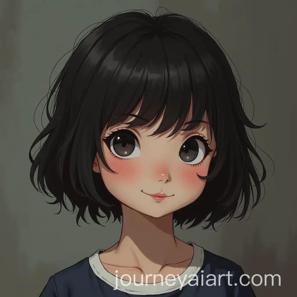 Unwitting-Girl-with-Short-Hair-in-a-Captivating-Moment