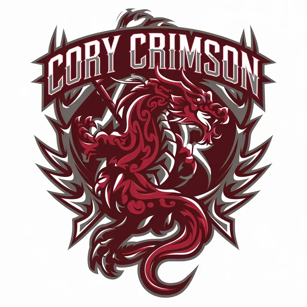 LOGO Design For Cory Crimson Tribal Tattoo Red Dragon Warrior Emblem