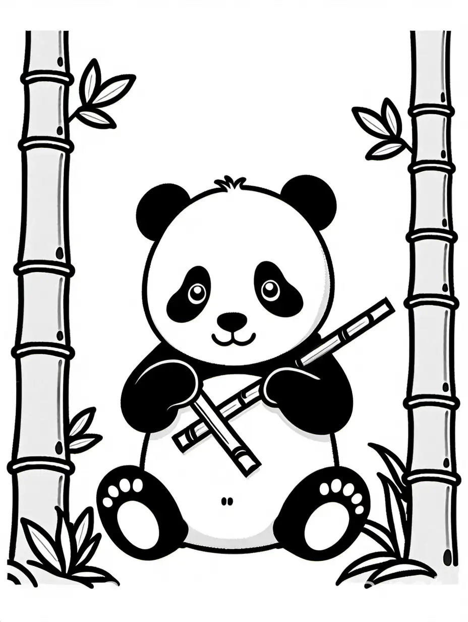 Panda eating bamboo Coloring Page, black and white, line art, white background, Simplicity, Ample White Space. The background of the coloring page is plain white to make it easy for young children to color within the lines. The outlines of all the subjects are easy to distinguish, making it simple for kids to color without too much difficulty, Coloring Page, black and white, line art, white background, Simplicity, Ample White Space. The background of the coloring page is plain white to make it easy for young children to color within the lines. The outlines of all the subjects are easy to distinguish, making it simple for kids to color without too much difficulty