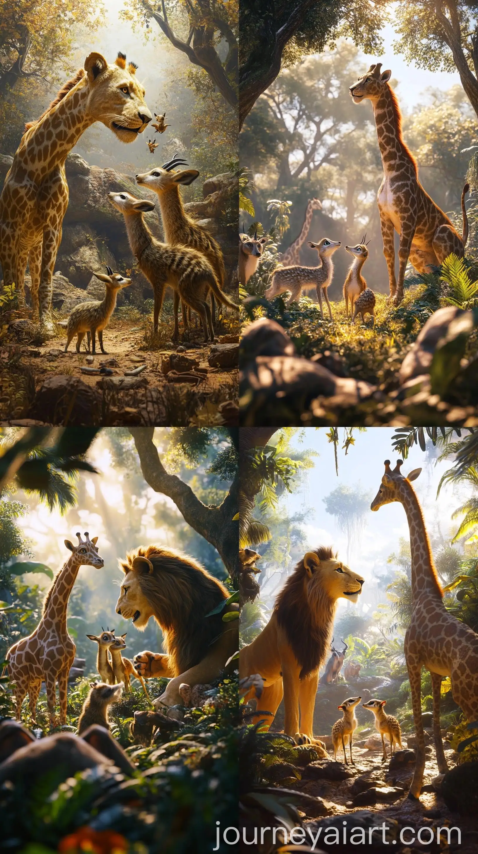 Young-Lion-Meeting-African-Animals-HyperRealistic-Wildlife-Scene