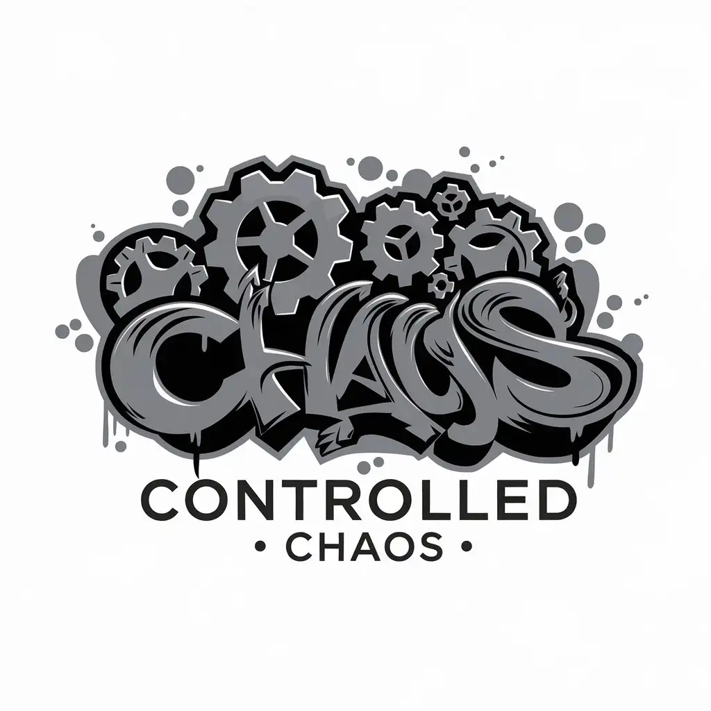 LOGO Design for Controlled Chaos Graffiti and Gears with Monochrome Theme