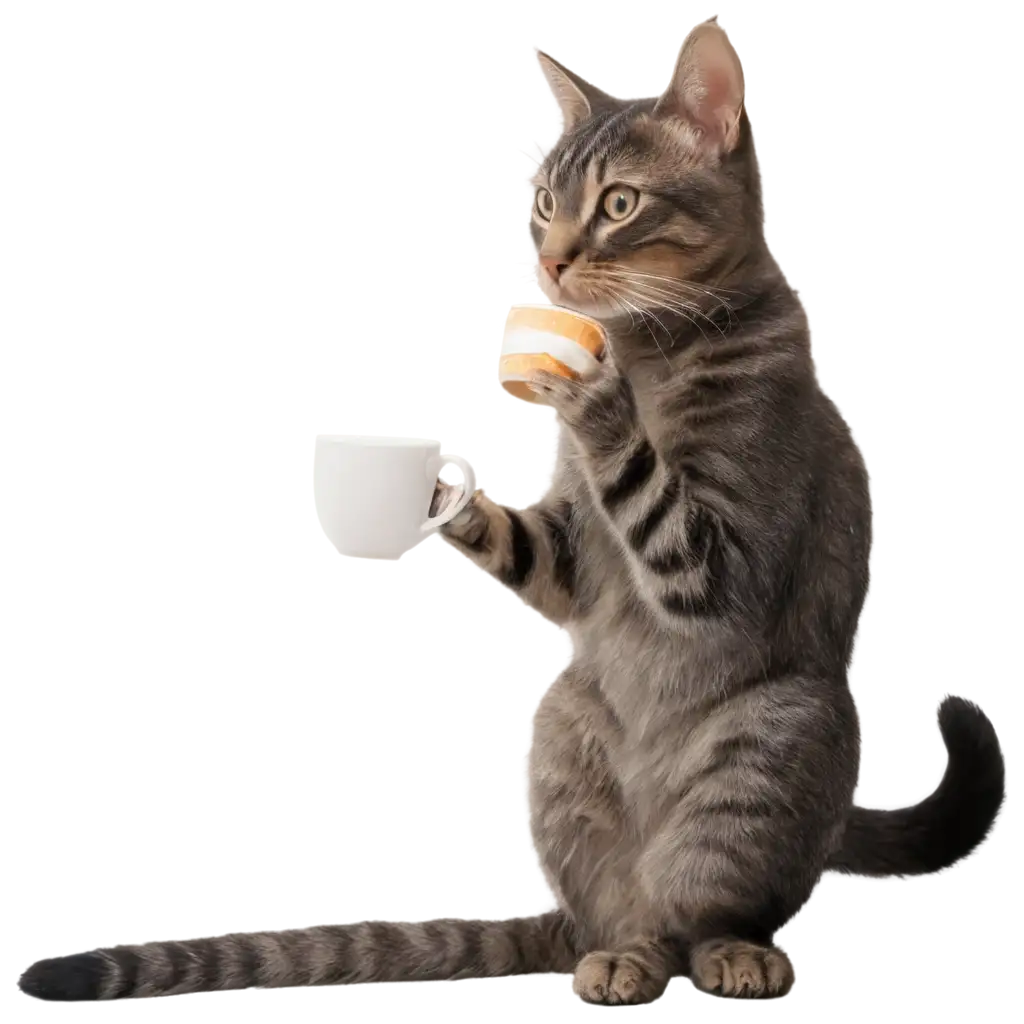 Discover-the-Charming-Cat-Drinking-Coffee-PNG-Image-HighQuality-Format-for-Vibrant-Visuals