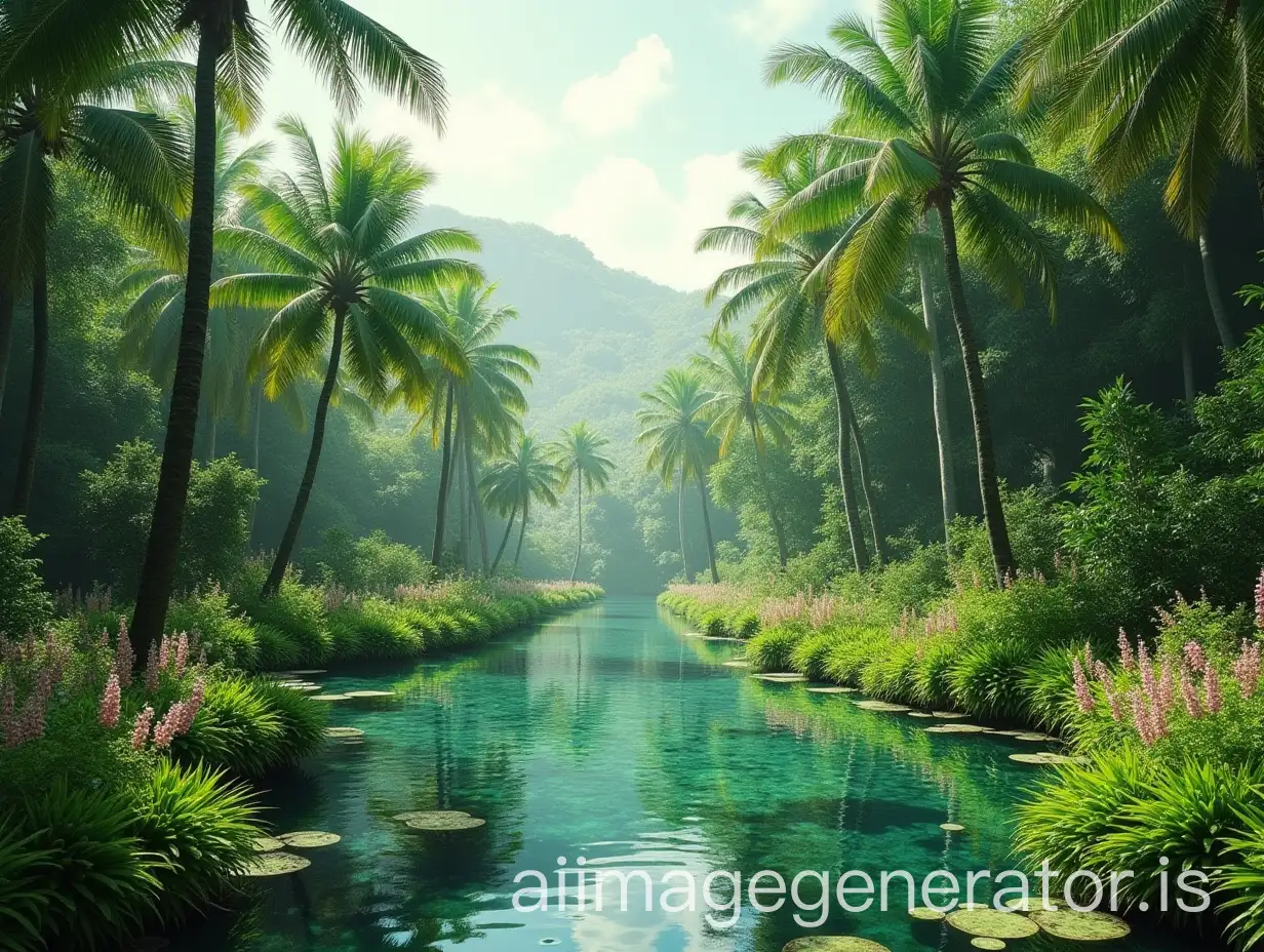 Lush-Green-Paradise-with-Vibrant-Flora-and-Serenity