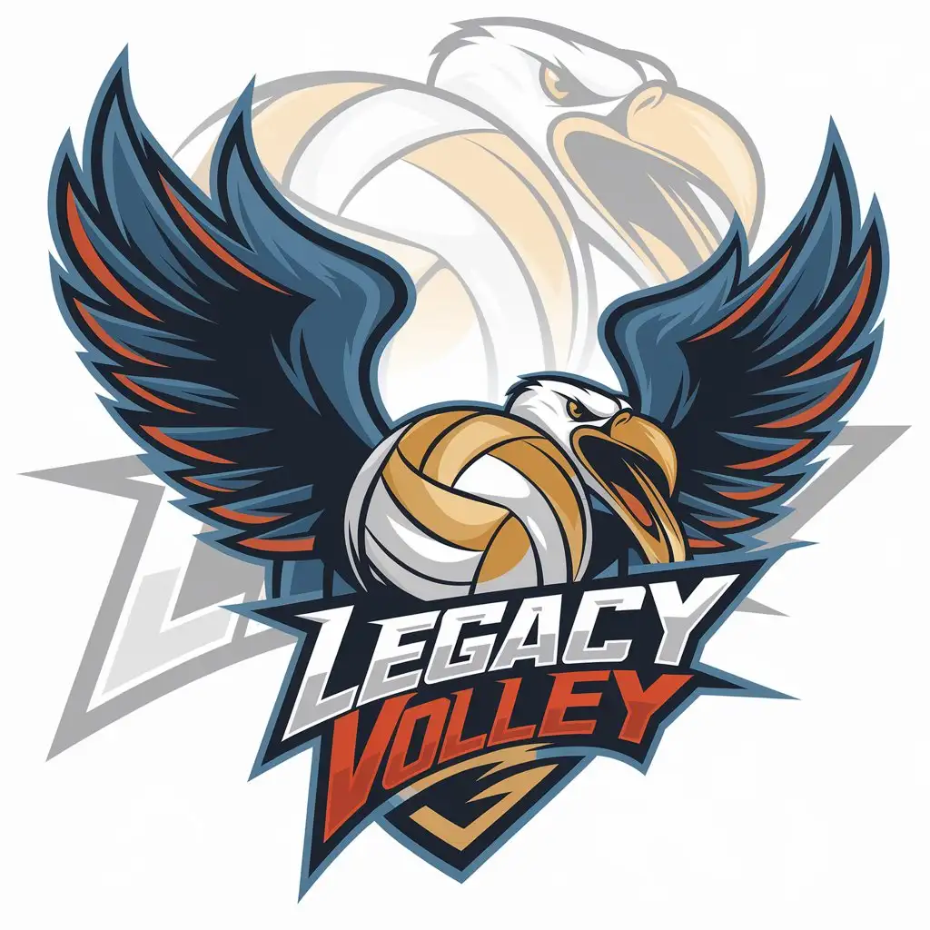 LOGO Design for Legacy Volley Modern Colorful Volleyball Vulture Symbol with Action