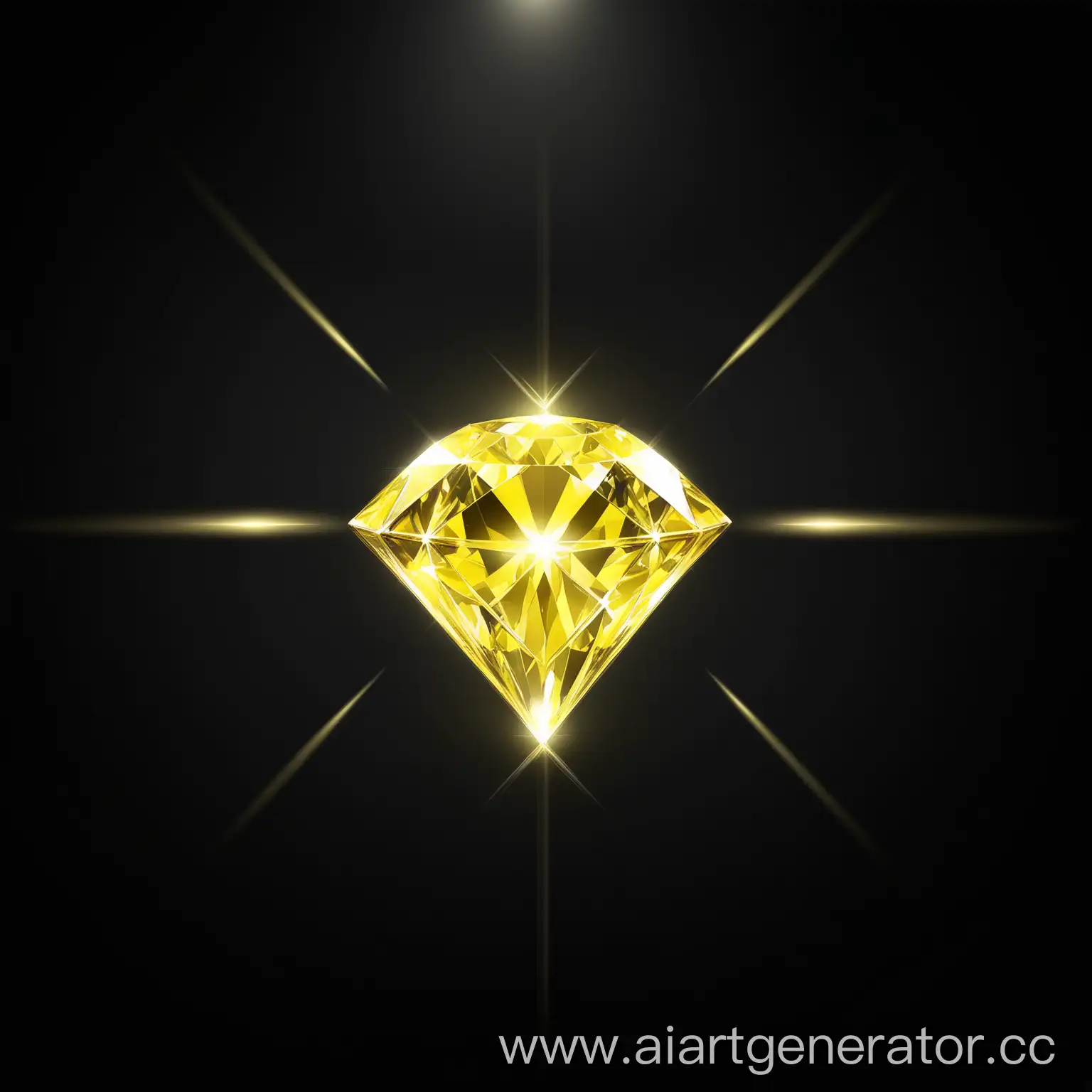 Shiny-Yellow-Diamond-Floating-on-Solid-Black-Background