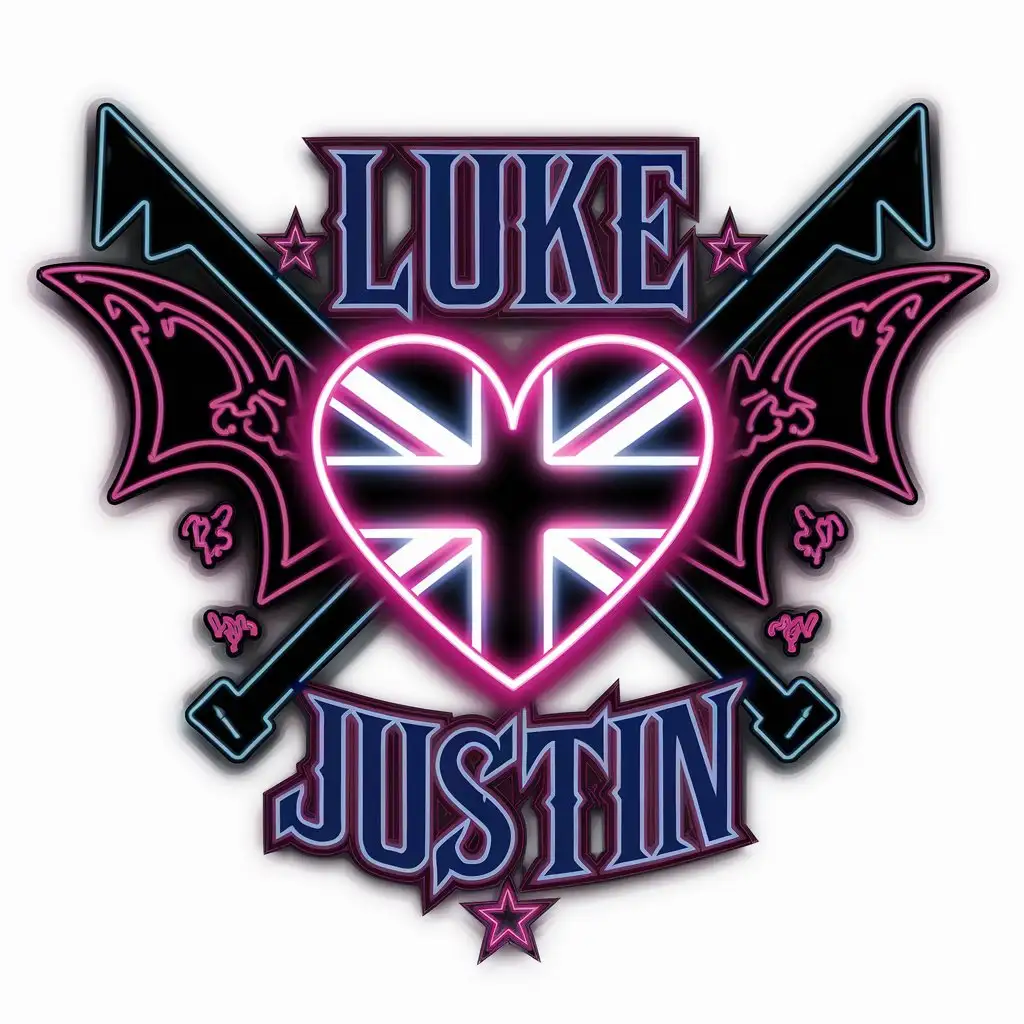 LOGO Design for Luke Justin Neon Gothic Heart with Nightmare UK Flag Theme