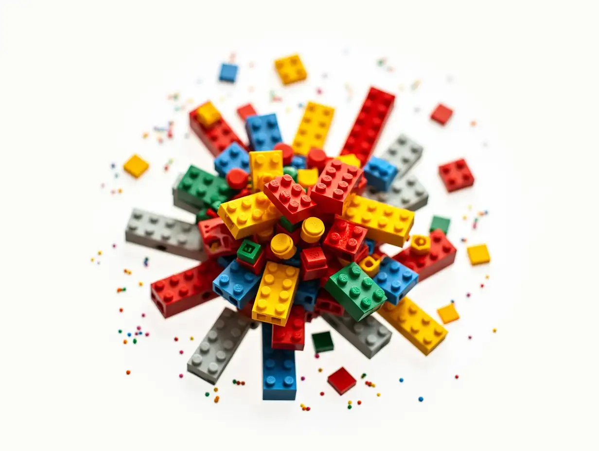 Exploding-LEGO-Bricks-Against-a-White-Background