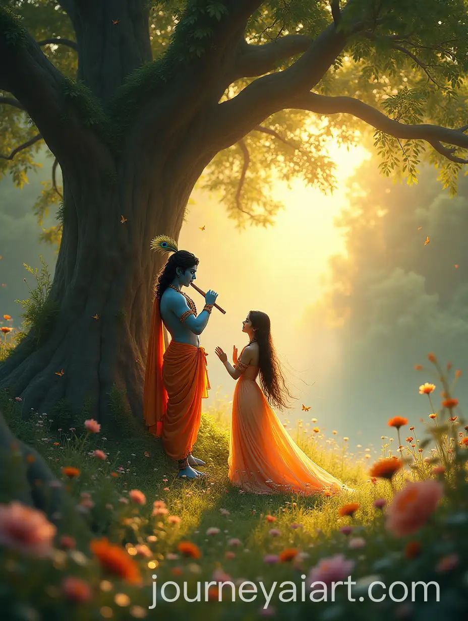 Divine-Love-Lord-Krishna-and-Radha-in-Ethereal-Forest-Serenade