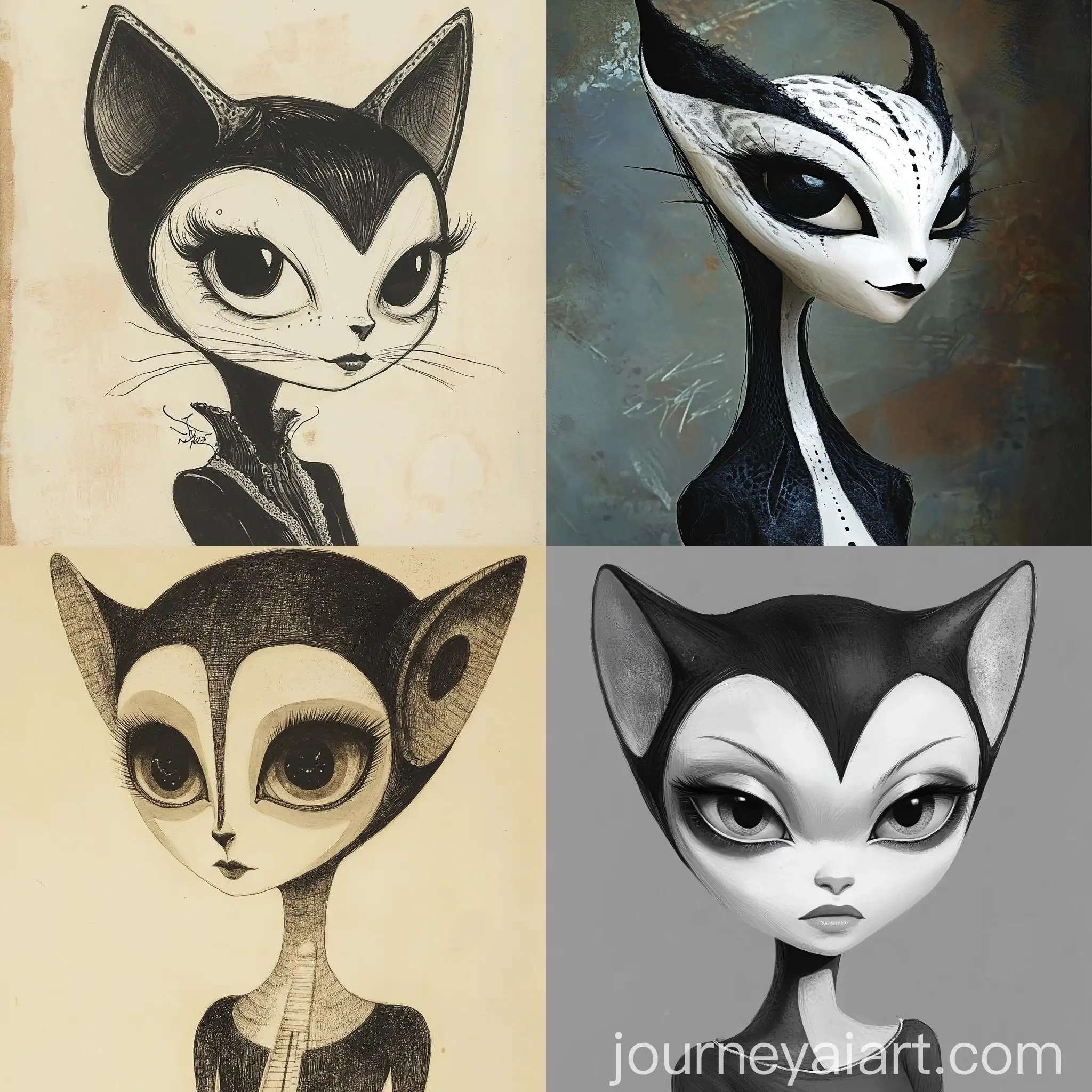 Petite-Alien-Woman-with-BlackandWhite-Mane-and-Guitarlike-Figure