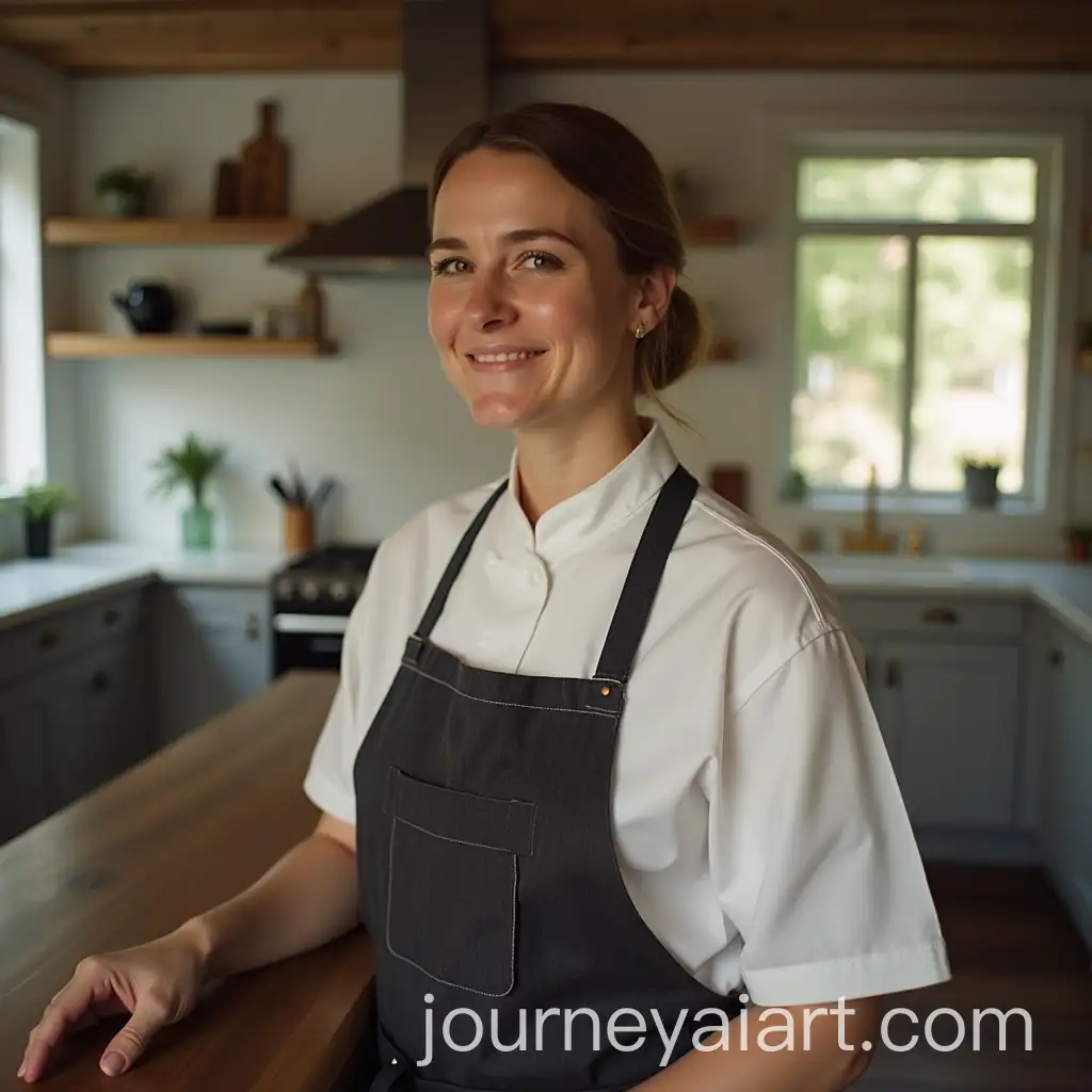 Chef-Preparing-for-the-Day-in-Her-Uniform