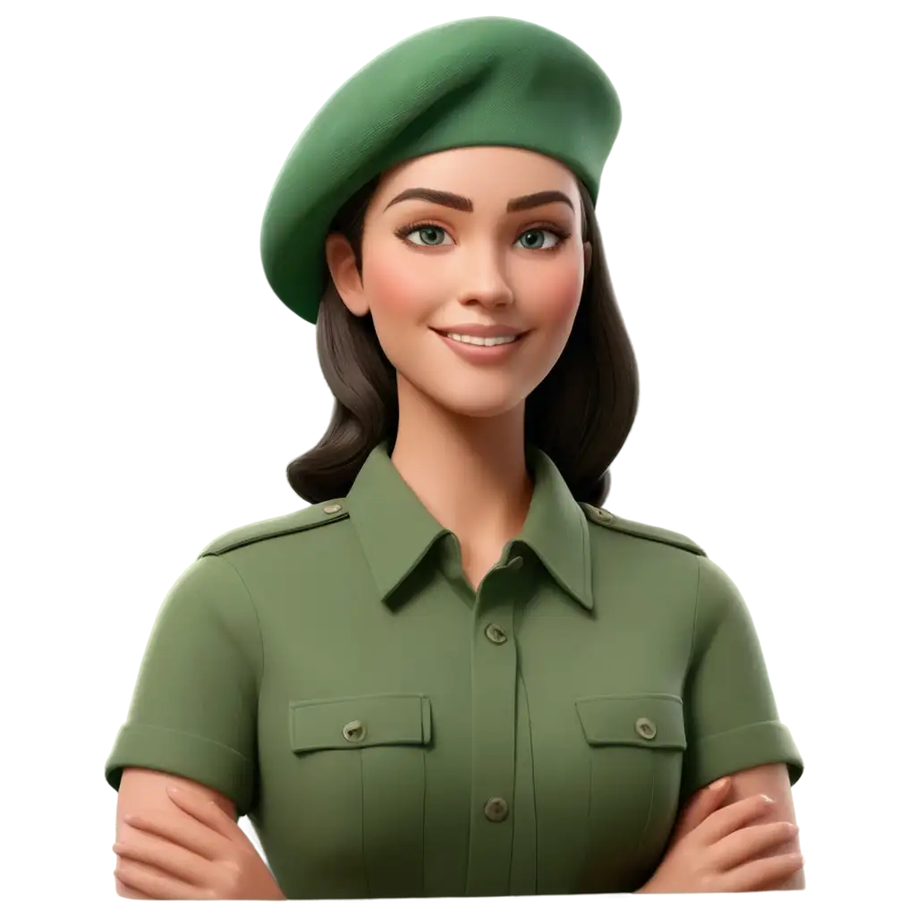 Create-a-PNG-Image-Military-Men-and-Women-in-Beret-Hats-and-Plain-Green-Clothes