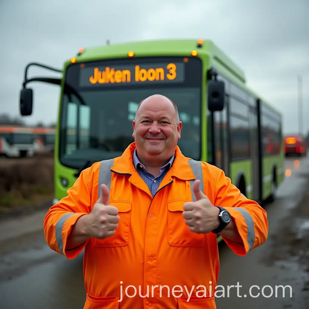 Cheerful-Worker-Celebrating-100-Bus-Completion