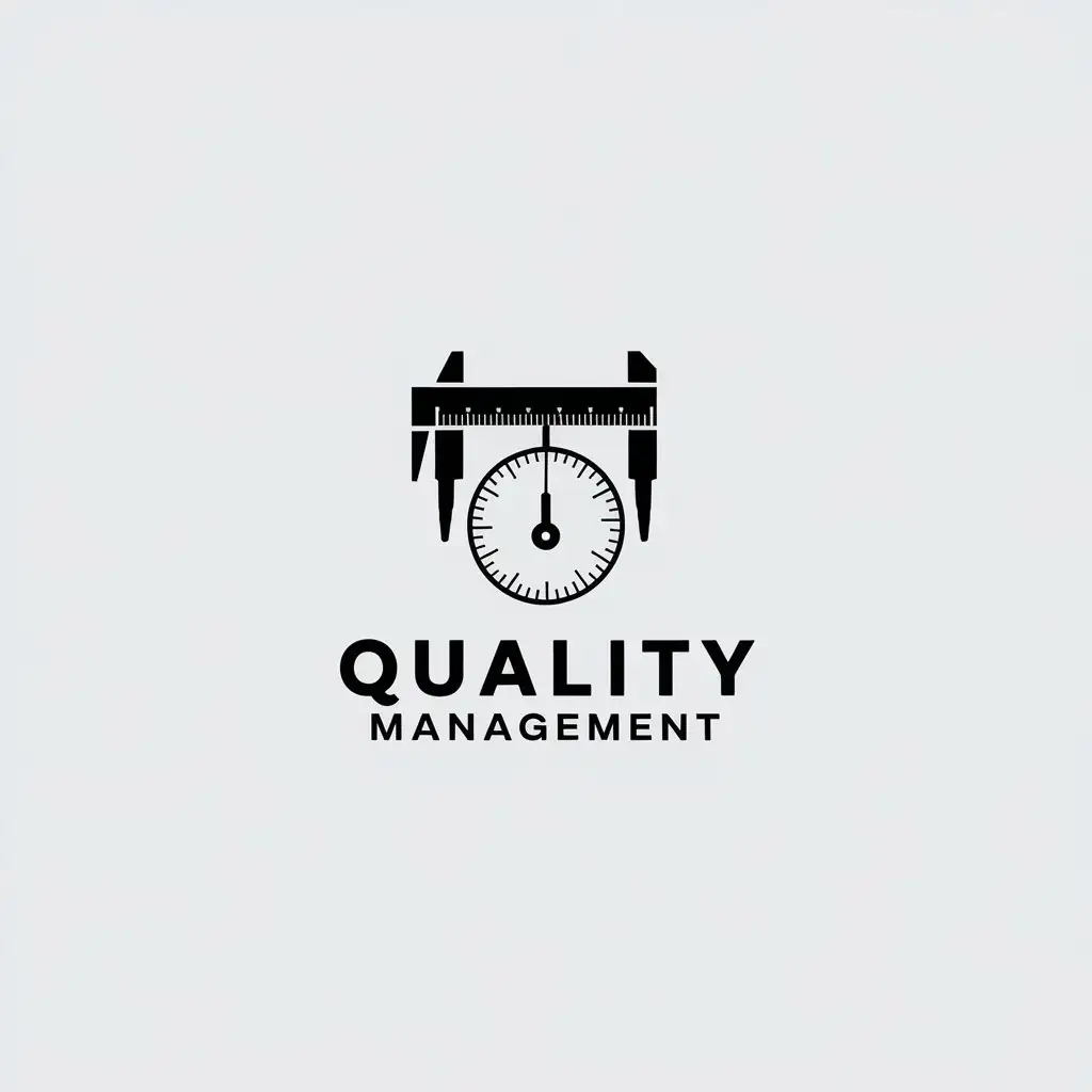 a vector logo design,with the text "quality management ", main symbol:a caliper and micrometer,Minimalistic,be used in Education industry,clear background