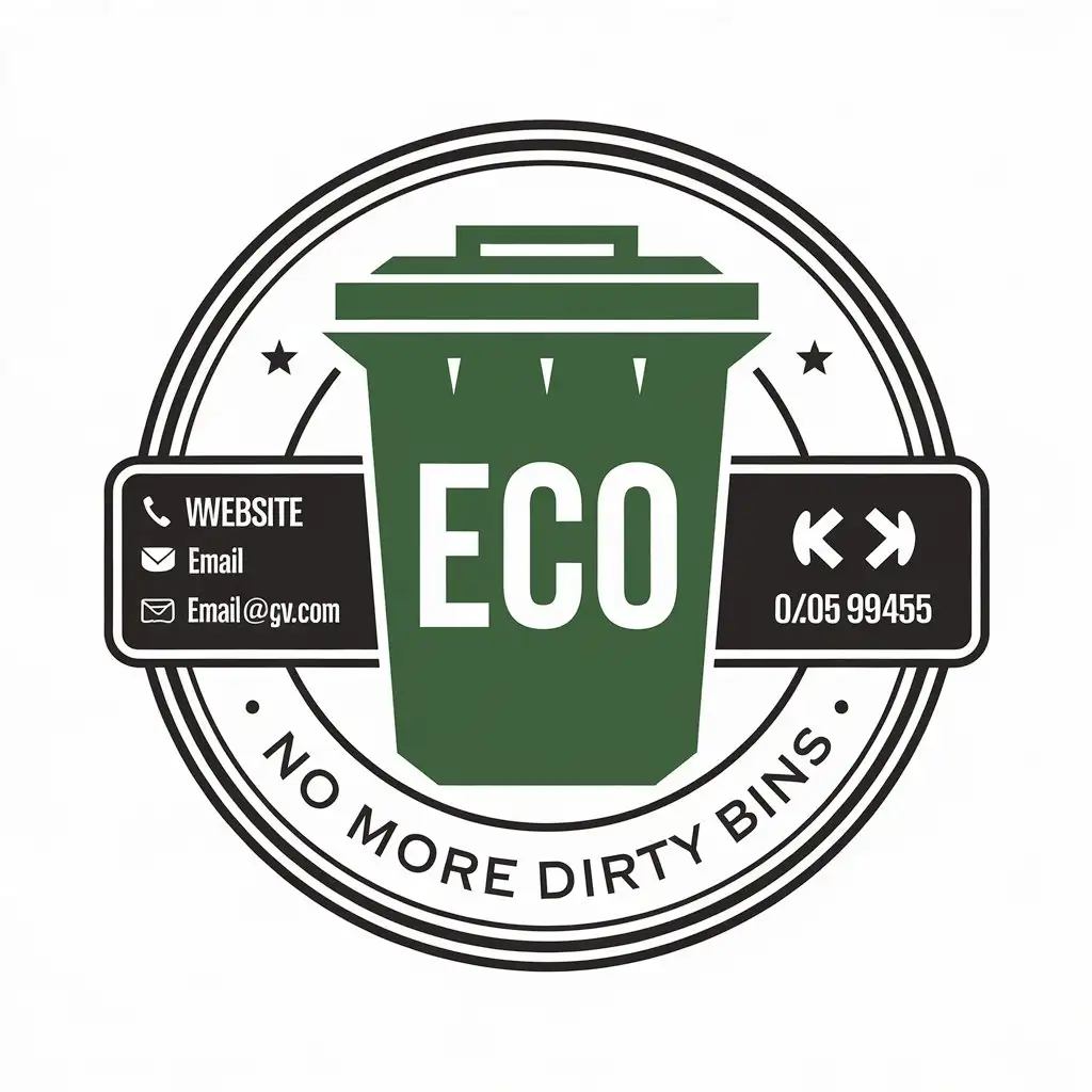 LOGO Design for Eco Green Trash Bin Symbol with Clean Modern Typography