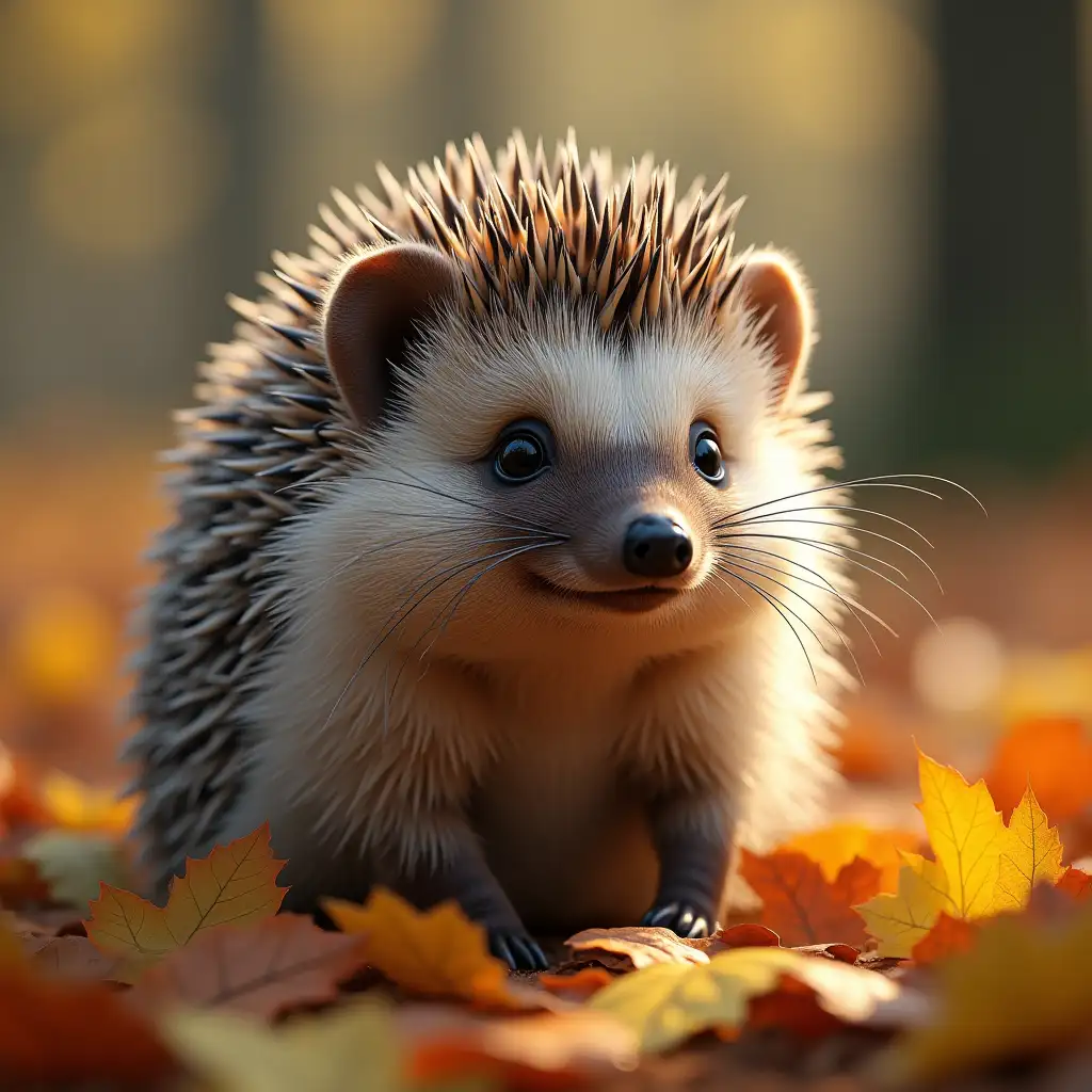 hedgehog in september russia photo realistic