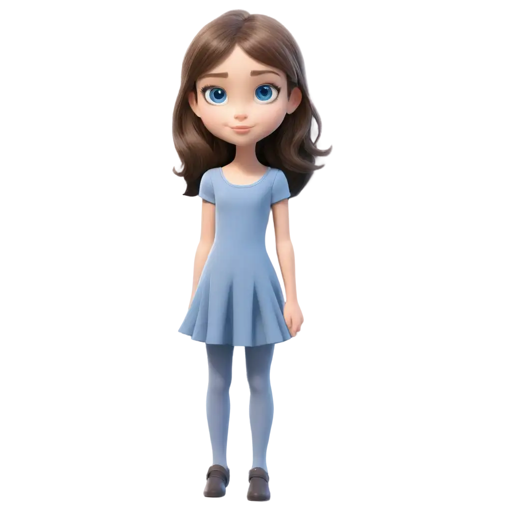 a cartoon girl with blue eyes