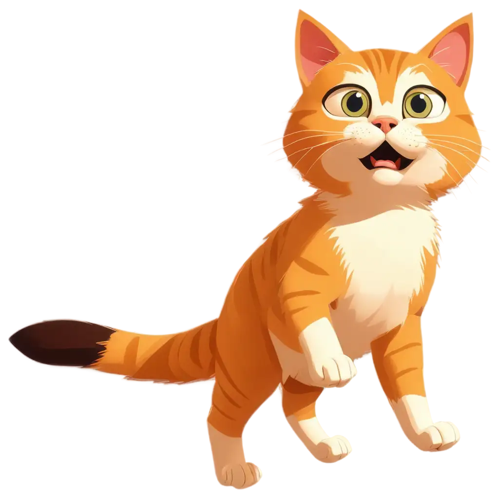 cat can chase in cartoon style.