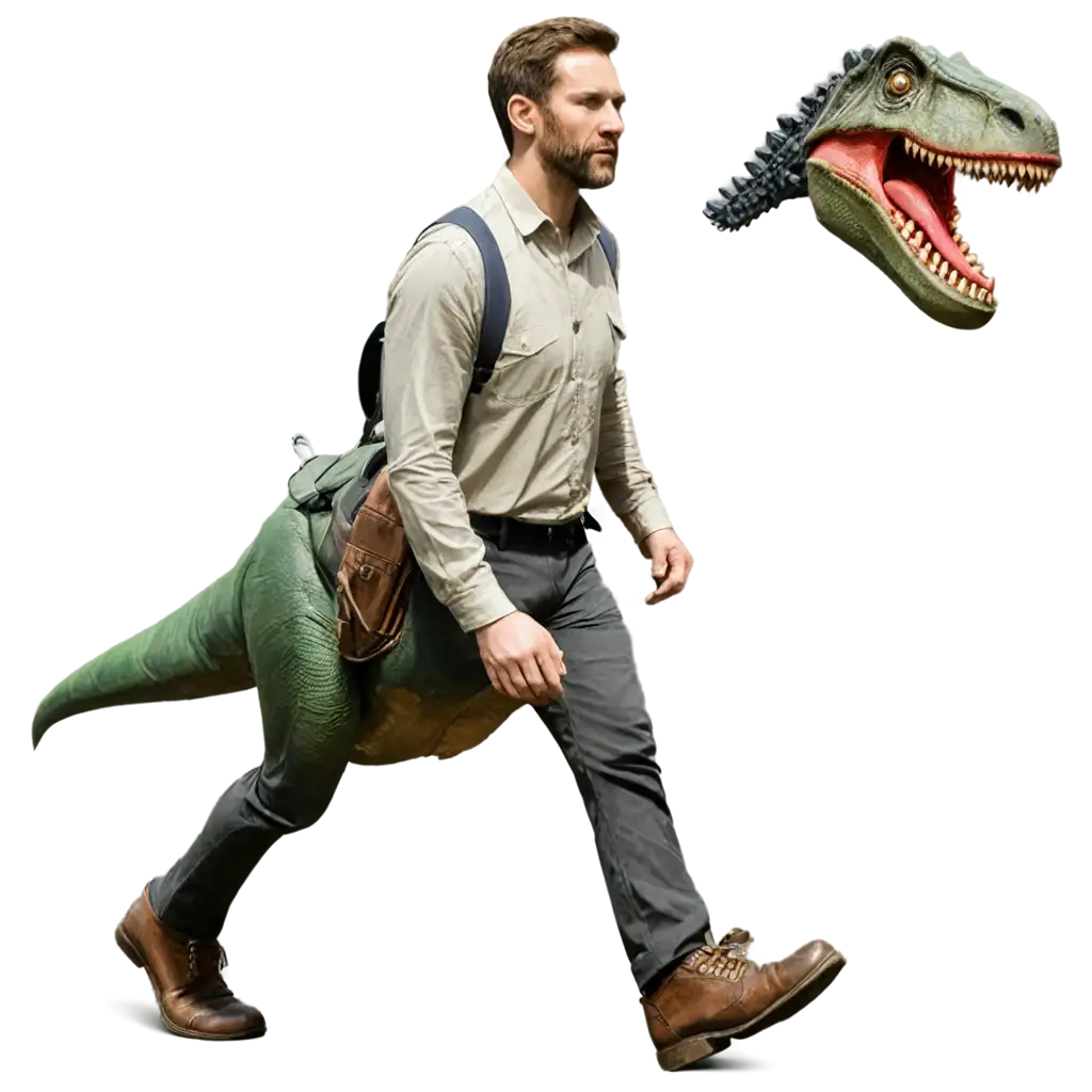 PNG-Image-of-a-Bearded-Man-Walking-with-a-Jurassic-Park-Styled-Dinosaur