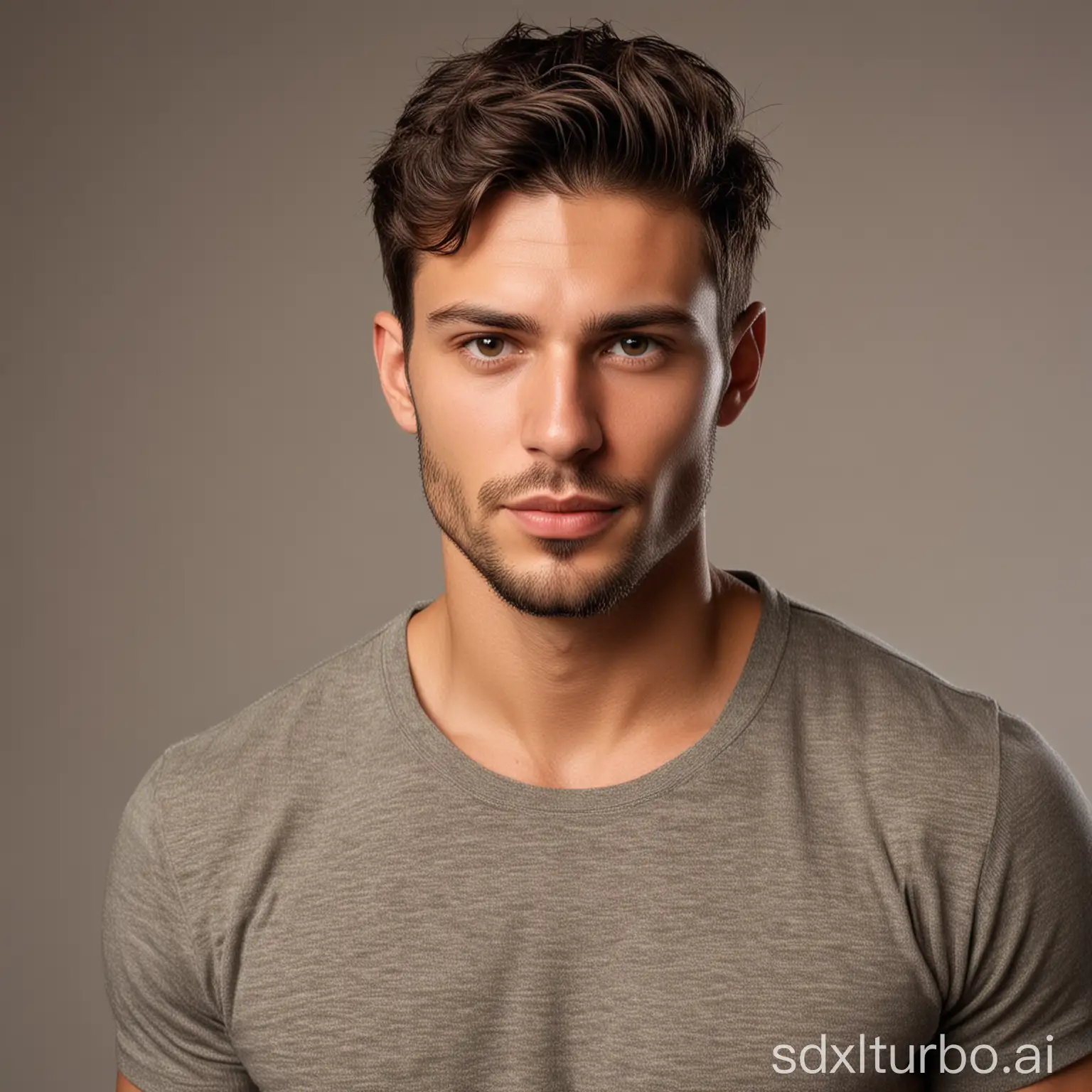 The portrait of a hot balcan young man, around 31 years old with nice body, looking like a fashion model