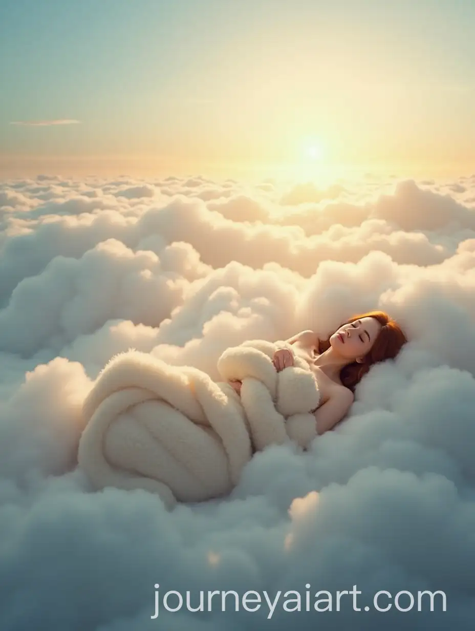 Dreamlike-Scene-of-Relaxation-on-a-Soft-Cloud-Under-Golden-Sunlight