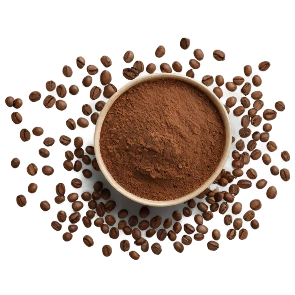 Top-View-Coffee-Powder-White-Clipping-PNG-Image-Ideal-for-Culinary-Blogs-and-Coffee-Shop-Menus