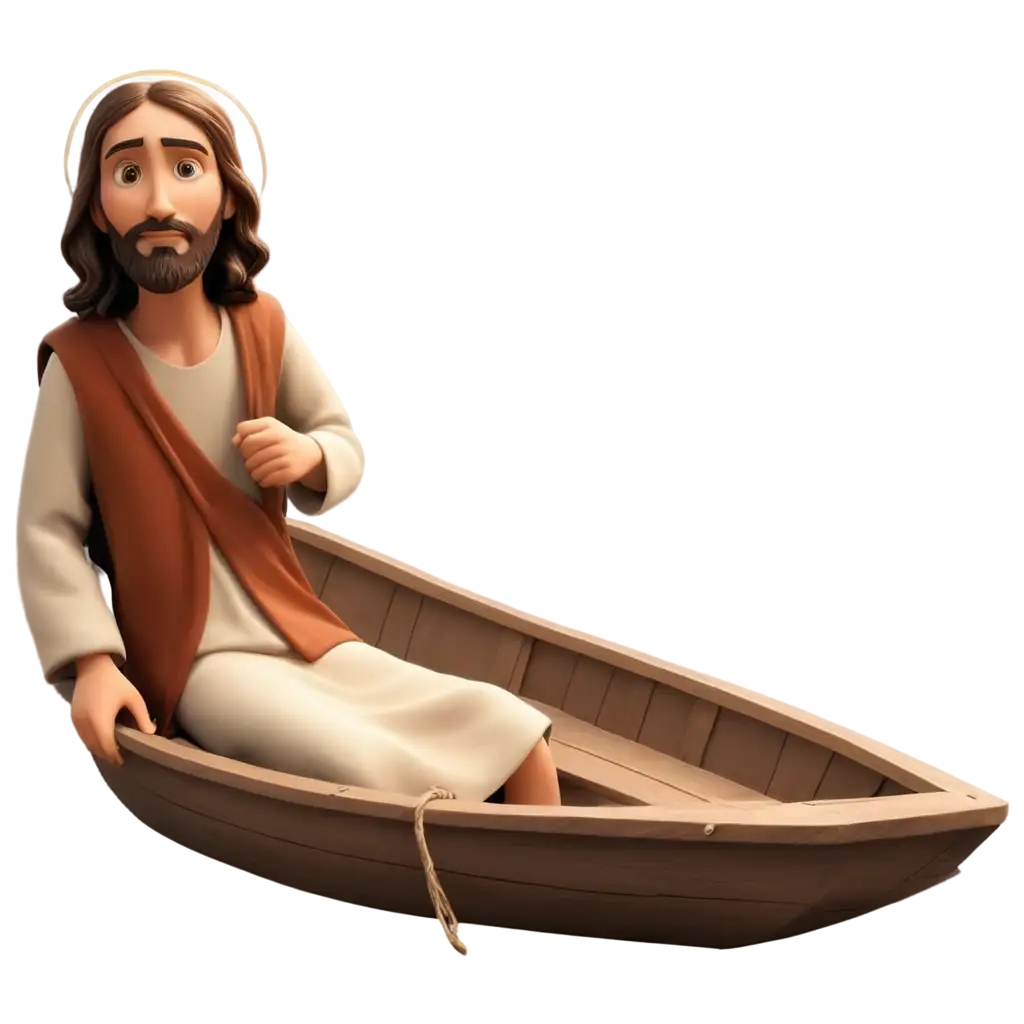 Sad-Jesus-Boat-PNG-Evocative-Animation-Illustration